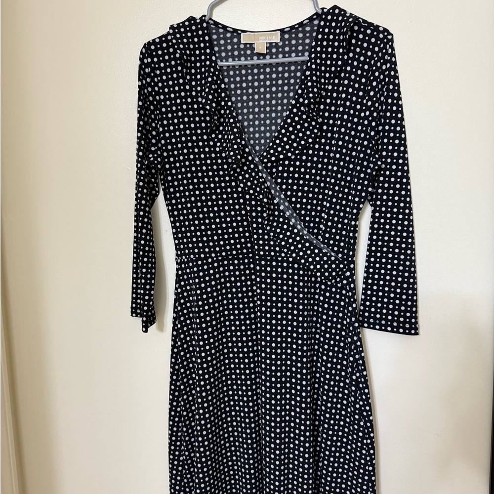 Black and White Polka Dot Wrap Dress